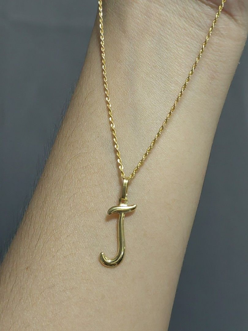 Initial Necklace Letter J Gold White – The Petal Archive