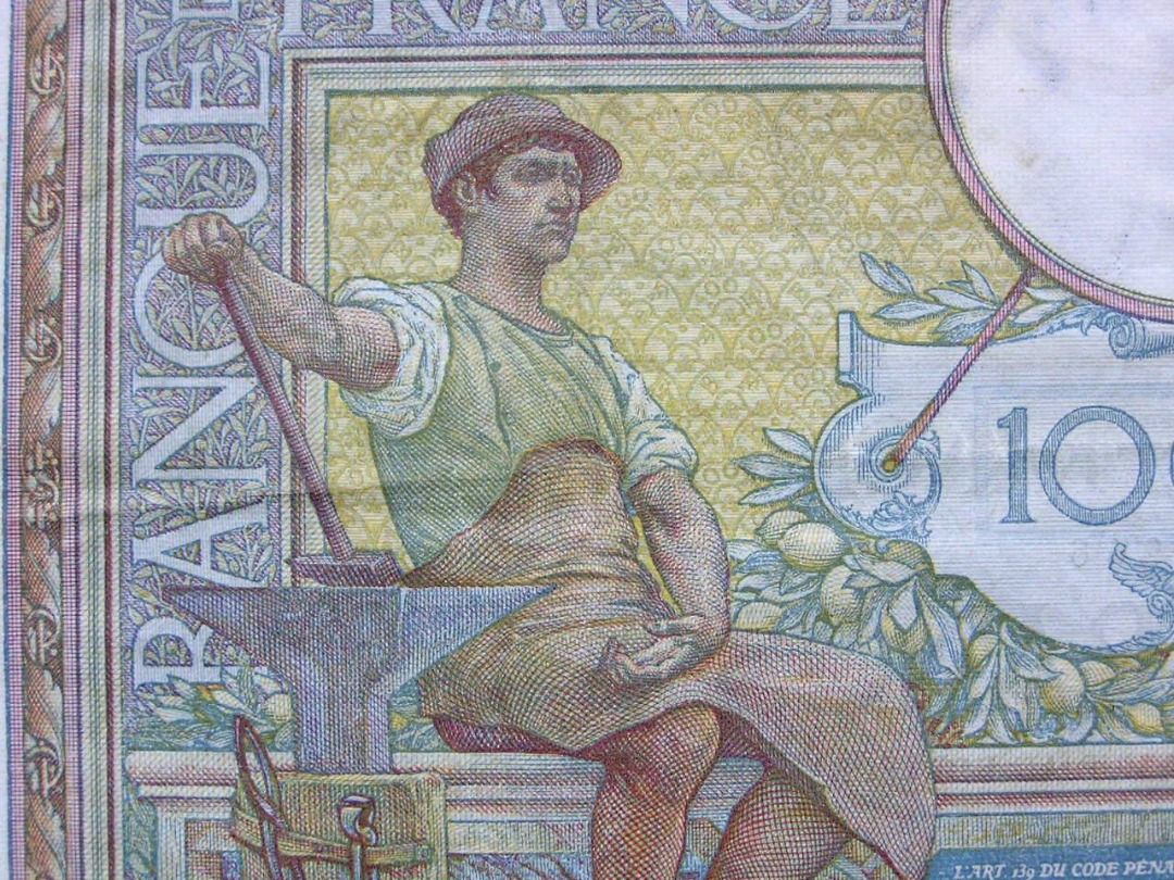 法國鈔票-1914年法國銀行女農民, 船運女神, 工匠及豐收女神100法郎鈔票(少見年份, 第一次世界大戰前夕), 興趣及遊戲, 收藏品及紀念品,  錢幣- Carousell