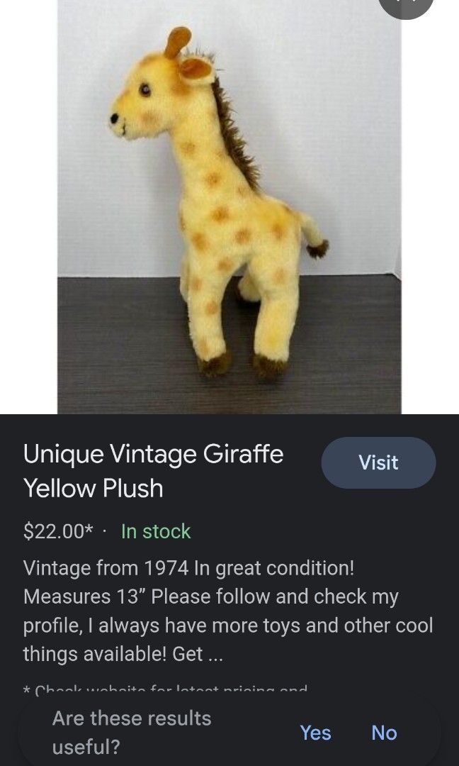 1974 S Dakin Vintage Giraffe Yellow