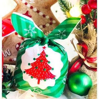 🆕️ 1pc Christmas Tree Pattern 5"×8.5"inches Gift Souvenir Candy Loot Sack Bags