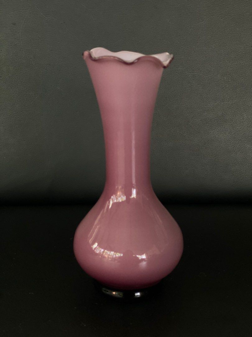 Elegant Vintage Glass Case Vase. Stunning color of Pinkish Lilac