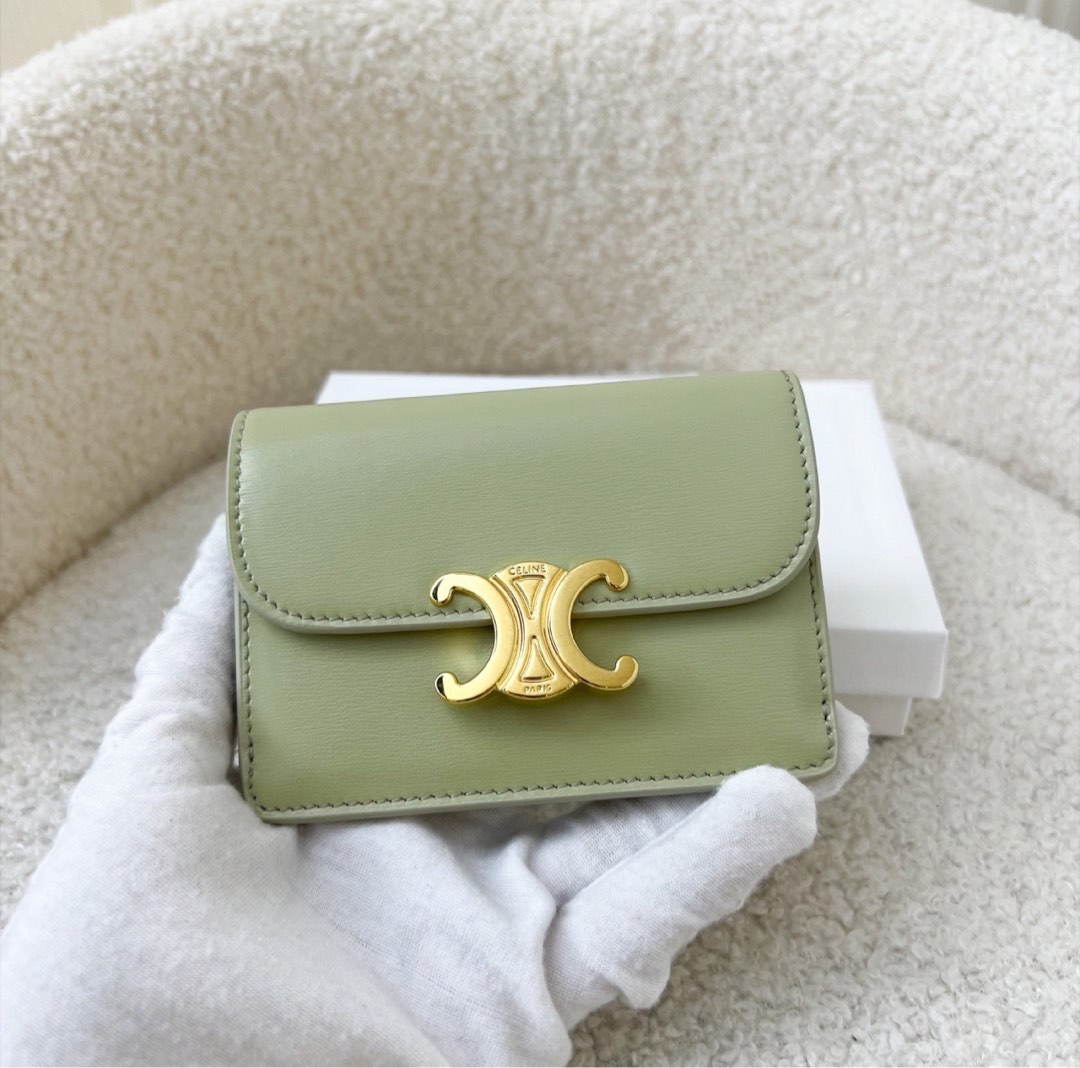 Celine top wallet green