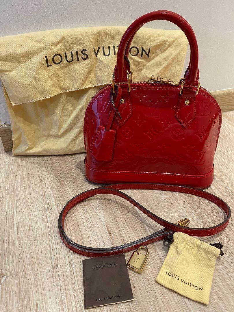 LV alma BB vernis cherry red, Barang Mewah, Tas & Dompet di Carousell