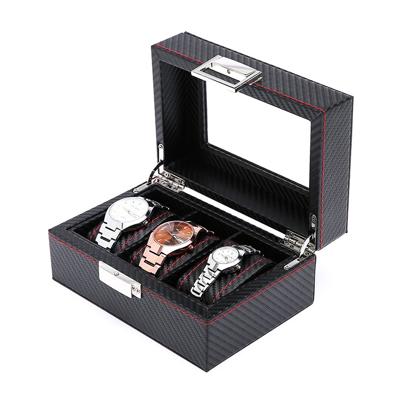 Glenor Co Watch and Sunglasses Box with Valet Tray for Men -14 Slot Luxury  Display Case Organizer, Black Carbon Fiber Design for Mens Jewelry Watches,  Men's Storage Holder w Large Mirror, Metal