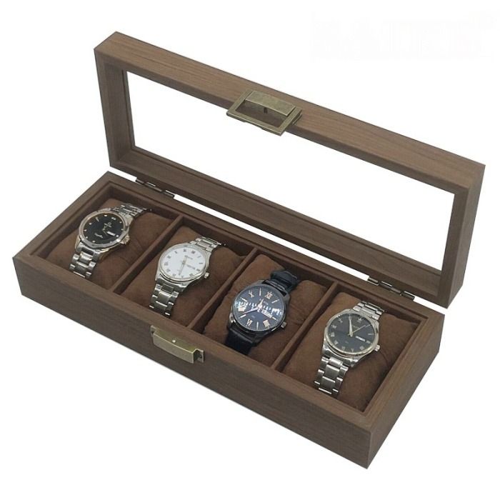 STARZ 4 Slot Wooden Brown Soft Cushions Watch Box Men s Fashion