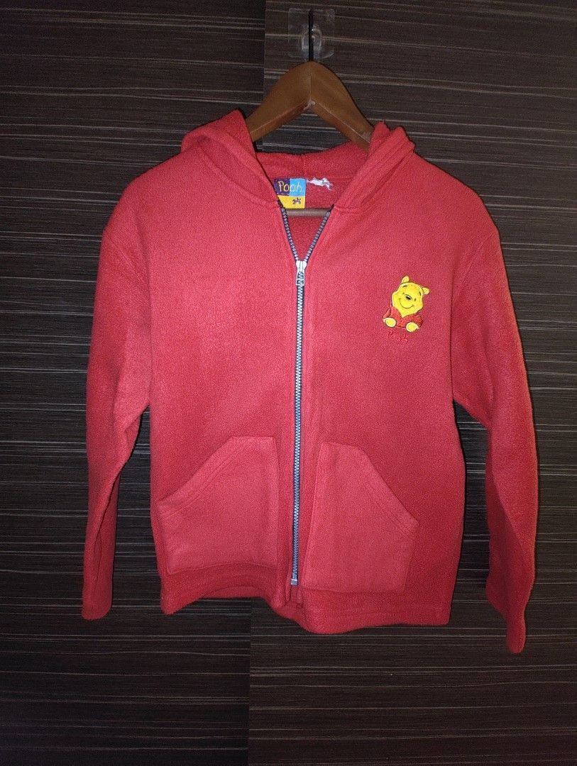 Winter Holidays Disney POOH Red Fleece Zip Up Hoodie
