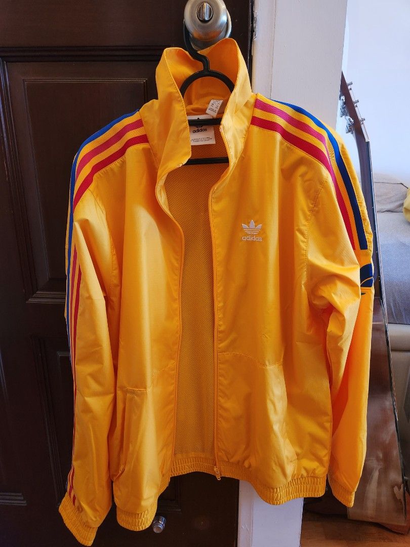 Adidas yellow stripe jacket online