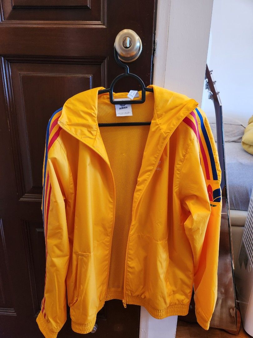 Adidas yellow clearance stripe jacket