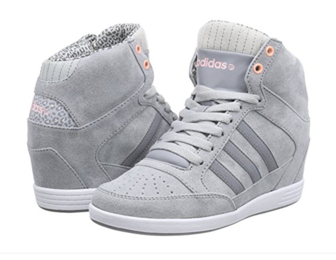 Adidas Women s Neo Weneo Label Grey Pink Suede leopard print Super