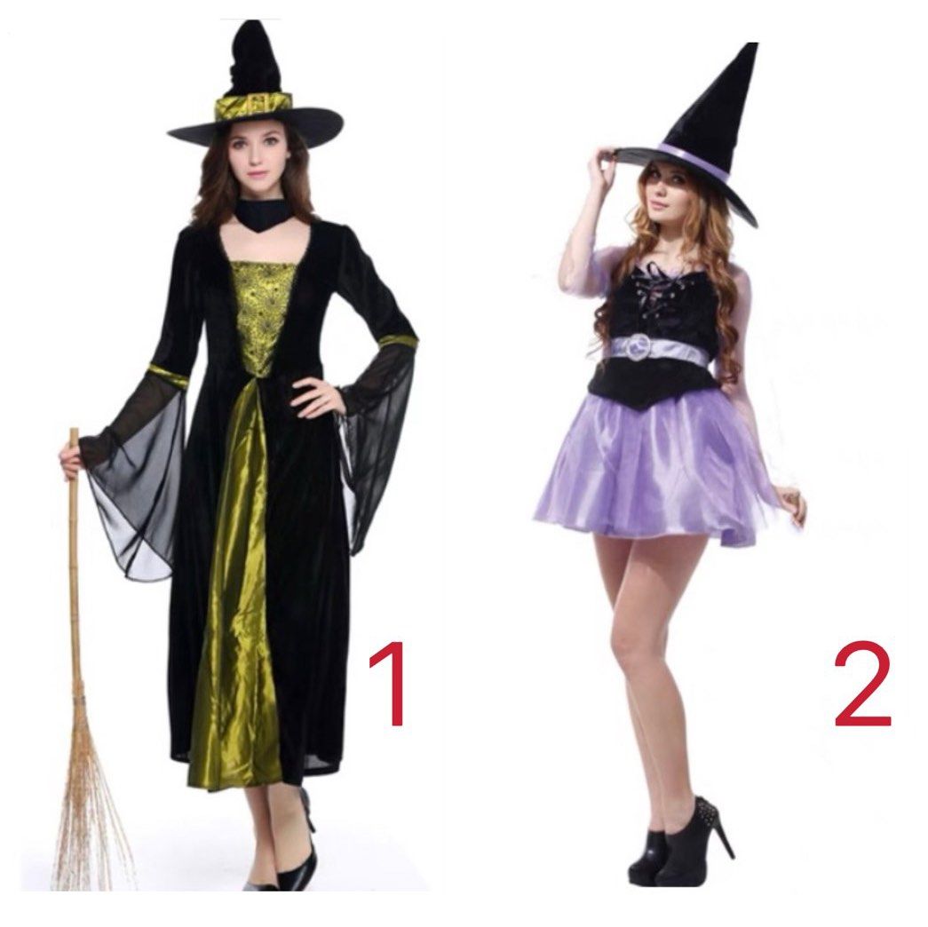 Adults women witch costumes Halloween Witch Witch 3 Colors Available  Cosplay Stage Costume Theme Party Costume (AH34), Women's Fashion, Dresses  & Sets, Dresses on Carousell
