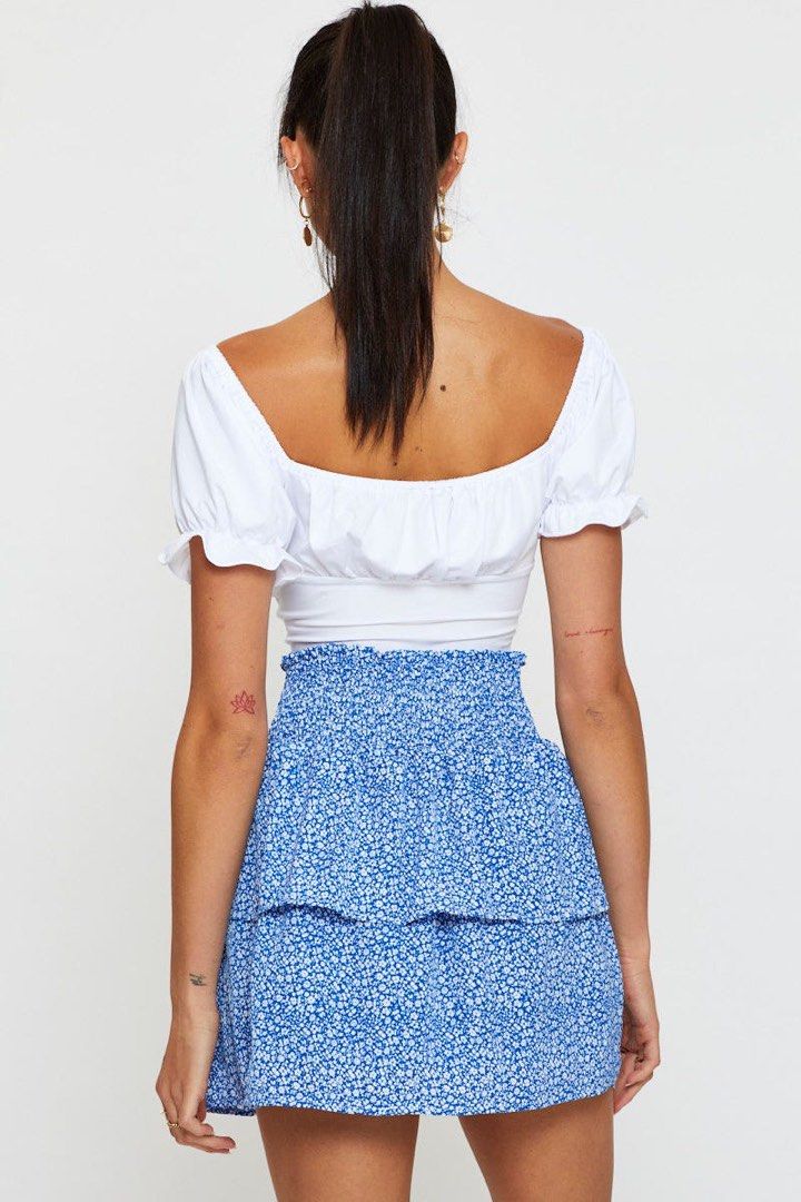 Ally Fashion Print Elastic Waist Floral Skater Skirt Women s