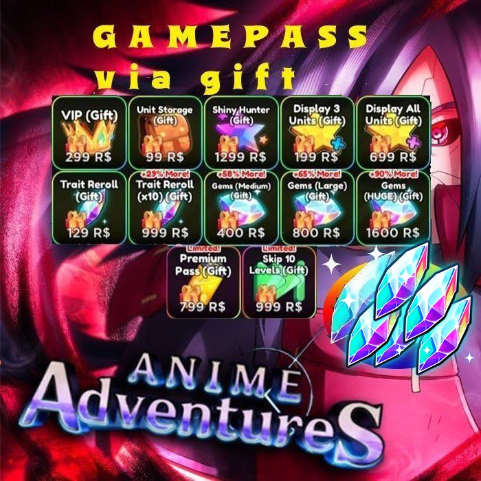 🔥CHEAPEST🔥Anime Adventure Trait Rerolls TAGS: AA aa anime adventures  trait reroll traits roblox gamepass anime adventure gamepass animeadventure