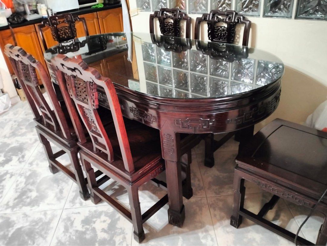 Antique Dining Table Set, Furniture & Home Living, Furniture, Tables ...