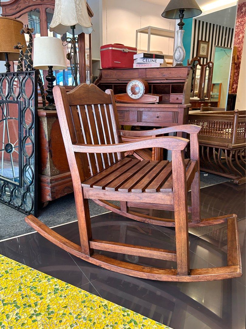 ANTIQUE solid wood rocking chair ADULT SIZE Furniture Home