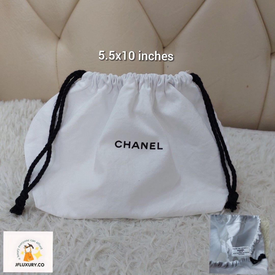 Authentic Chanel White drawstring pouch/ dust bag, Luxury, Bags