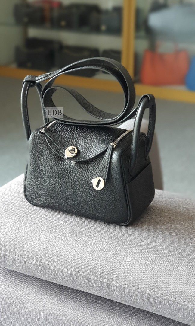 NEW HERMES LINDY MINI BLACK CLEMENCE PALLADIUM HARDWARE CLASSIC