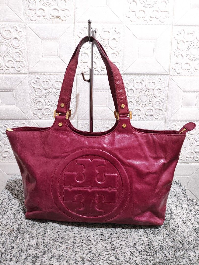Tory burch bombe leather tote sale