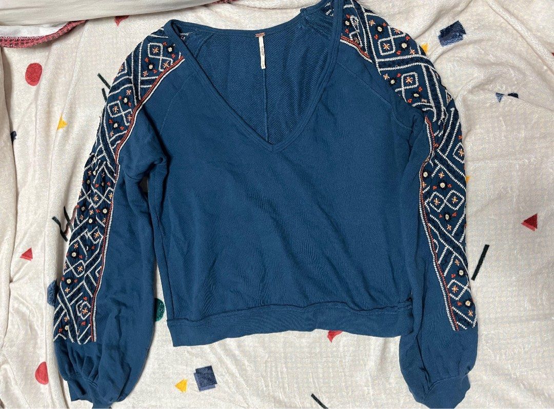 Aztec Blue Longsleeve Top Free People Brand Women s Fashion