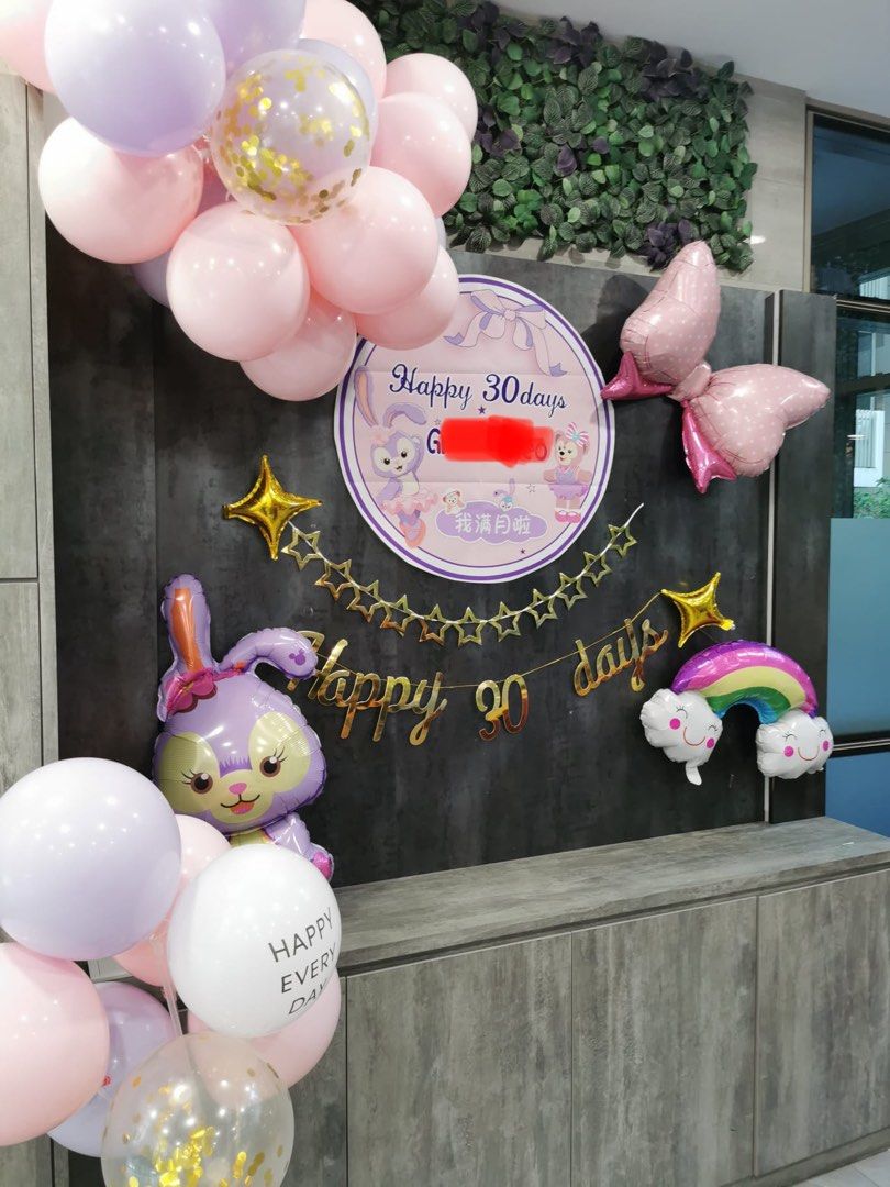 Baby 30days full month celebration wall decorations poster balloons