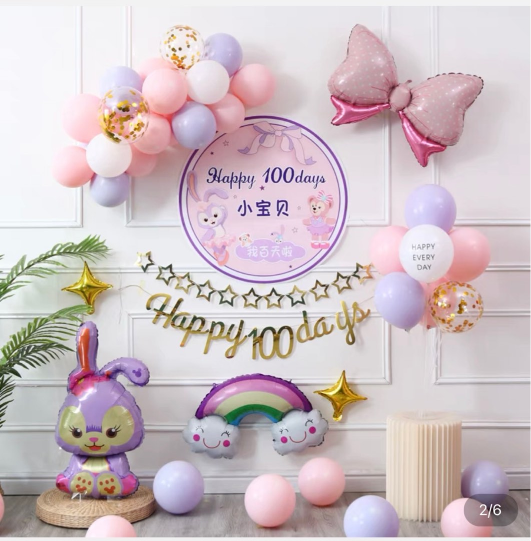 Baby 30days full month celebration wall decorations poster balloons