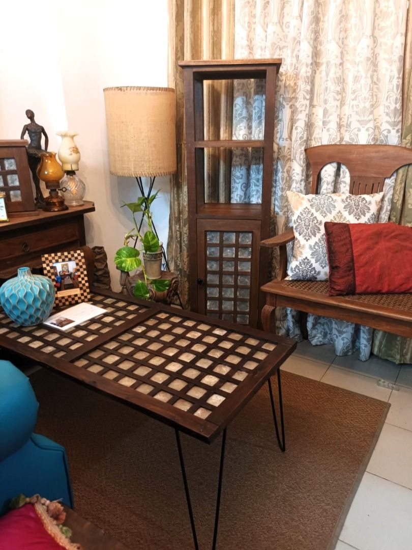 Beautiful shelf with capiz door made from old capiz window and