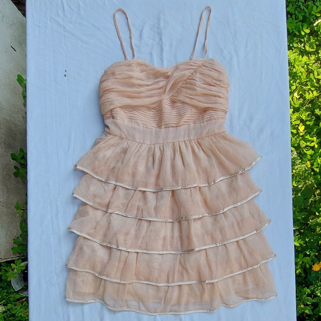 Beige Tiered Fairycore Dress, Women's Fashion, Dresses & Sets, Dresses on  Carousell