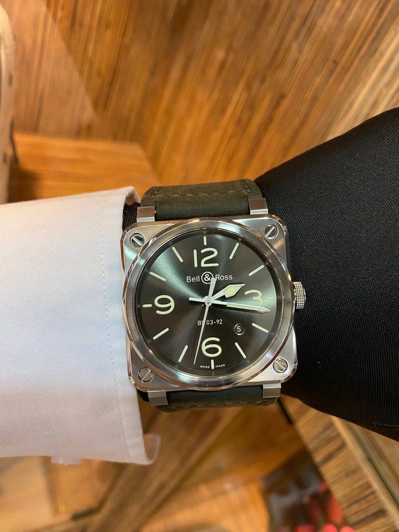 BELL ROSS BR03 92 CEMENT GREY DIAL NICE COLOR 42MM AUTOMATIC YEAR 2020 WATCH FULL SET
