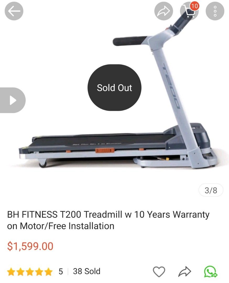 BH FITNESS T200 Treadmill w 10 Years Warranty selling at half price