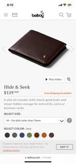 Bellroy Hide & Seek Wallet. $90. Java.