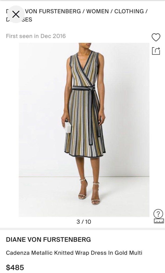 Dvf metallic wrap dress on sale