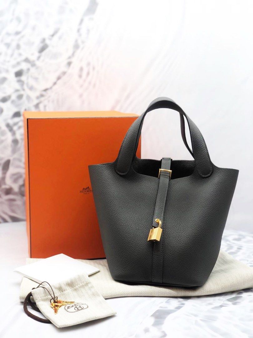 Hermes Picotin 18 Clemence Gris Meyer Gold Hardware