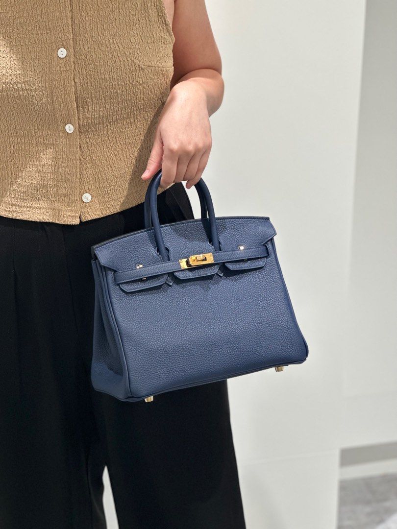 Brand New Hermes Birkin 25 in Togo Bleu Navy with GHW, Luxury