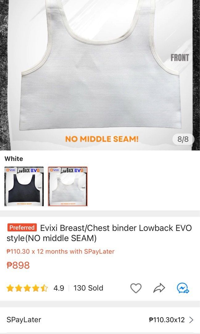 Breast/Chest Binder (EVIXI Lowback, NO Middle Seam), Women's