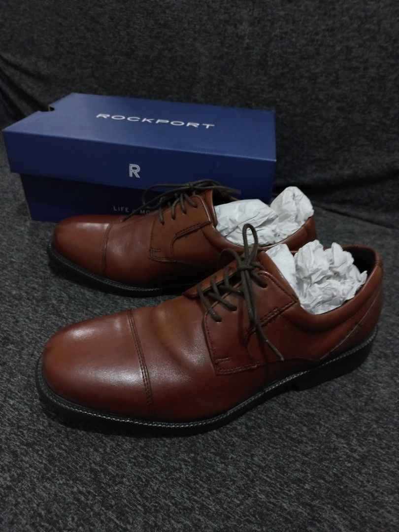 Brown Leather Shoes Rockport Charles Road Cap Toe Men s Fashion