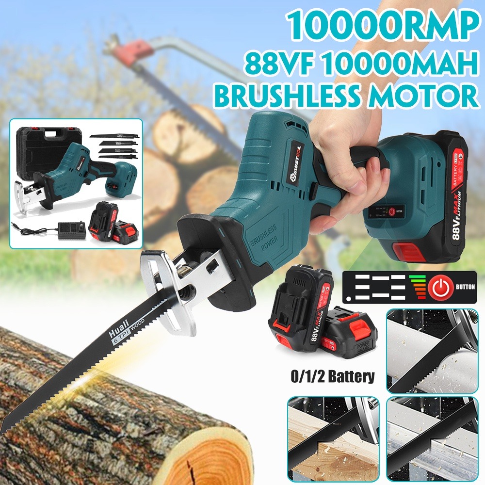 Brushless Cordless Electric Reciprocating Saw Variable Speed Metal Wood Cutting Power Tool 88VF