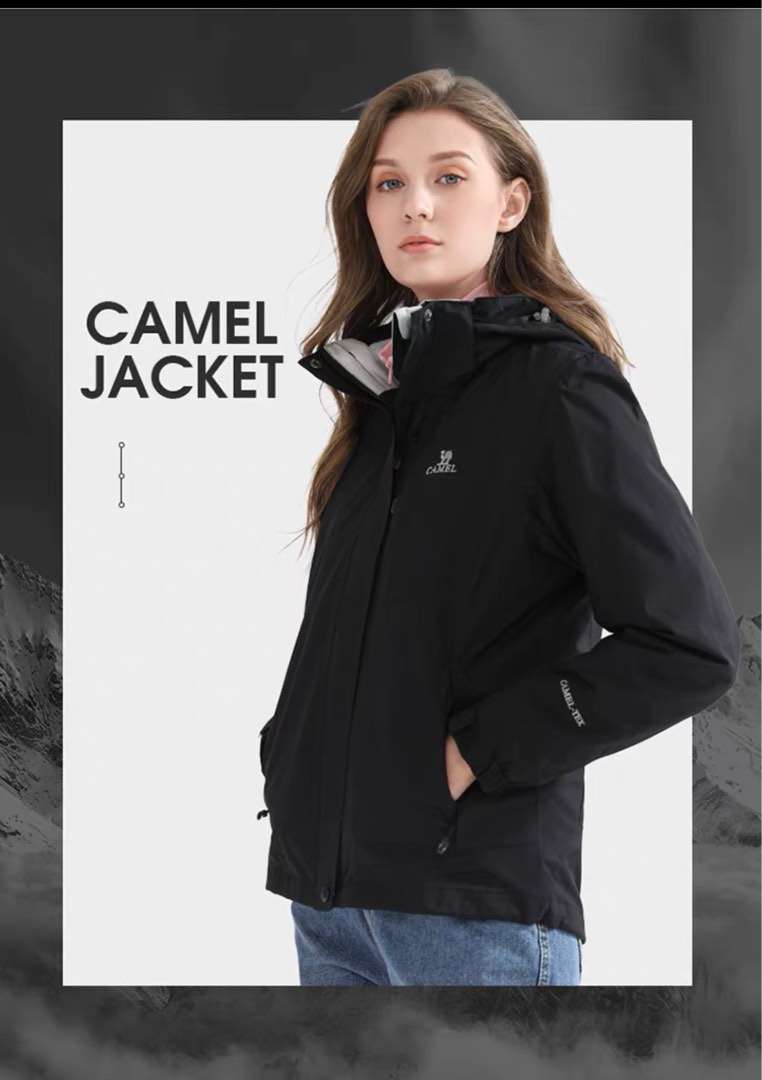 Camel Two Layer Rain Hiking Jacket Women s Fashion Coats