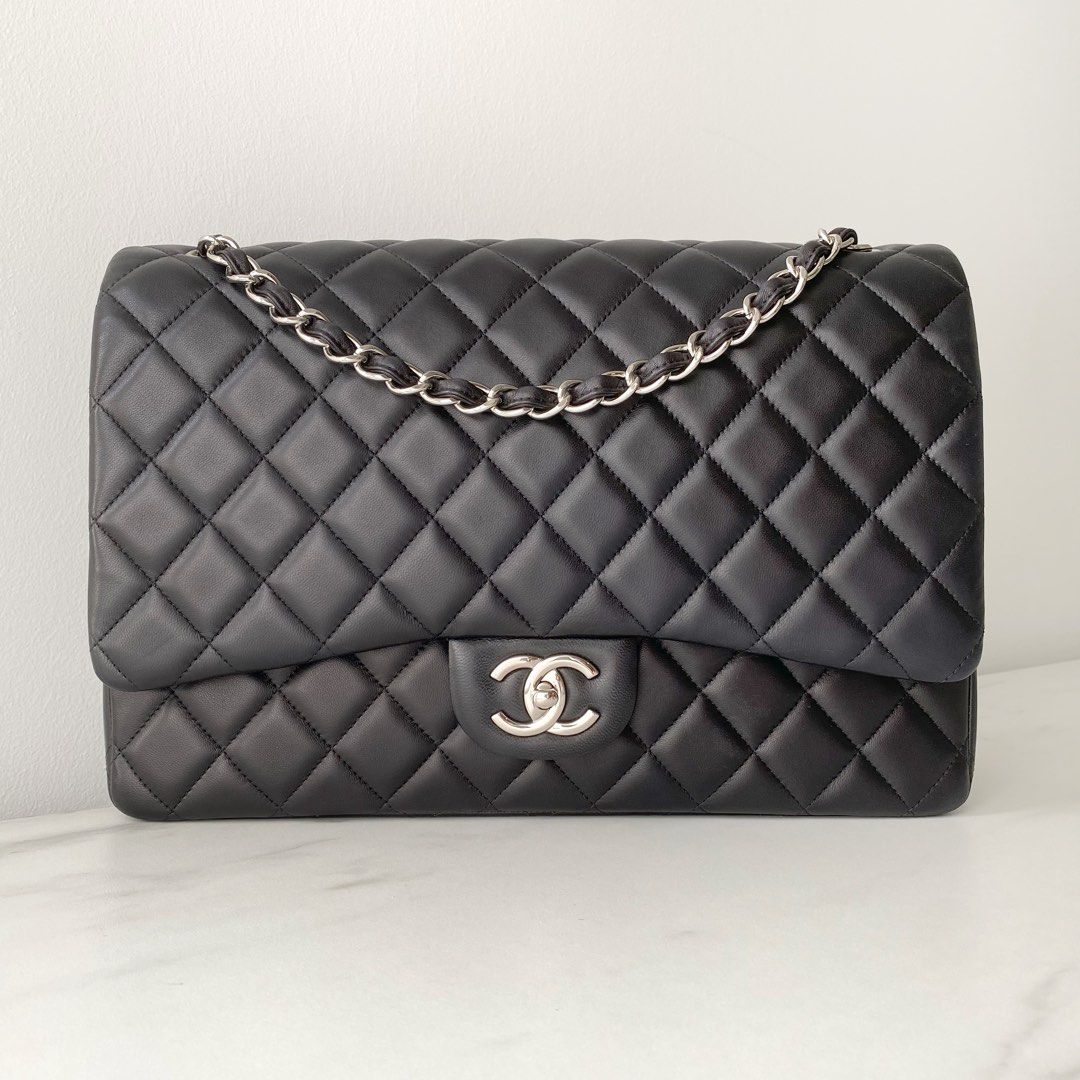 Chanel Classic Maxi Black Quilted Lambskin Double Flap Bag
