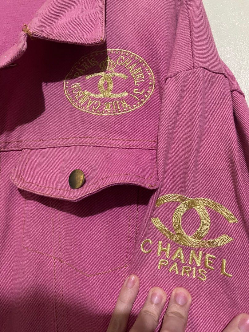 Chanel pink denim jacket on sale