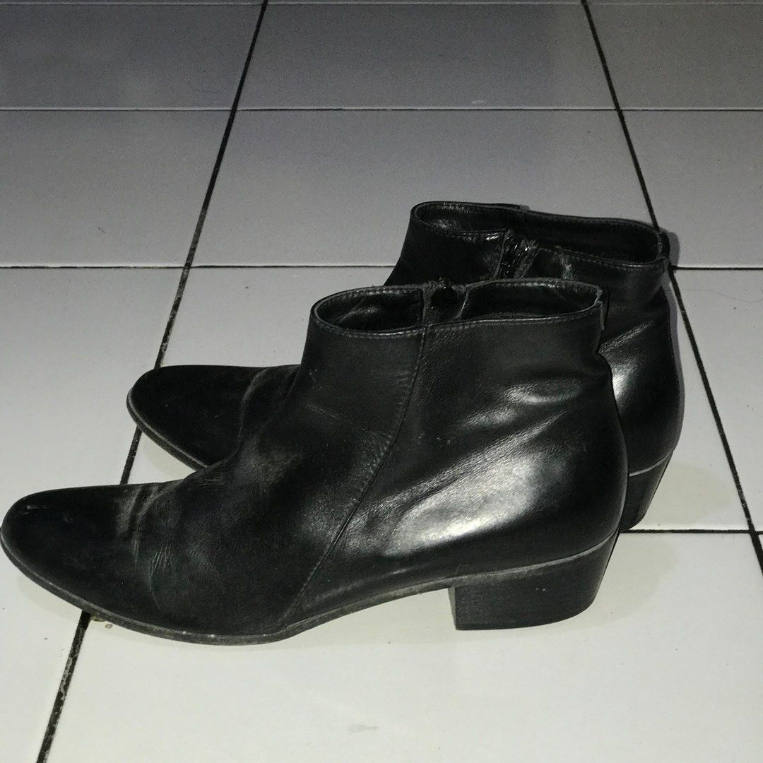 Charles Kammer Leather Angkle Boots Fesyen Wanita Sepatu di