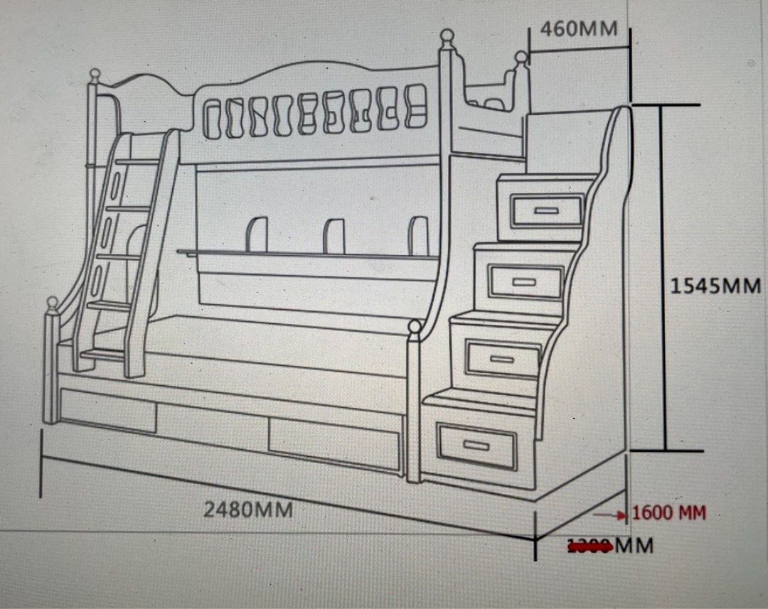 Childrens bunk bed Queen bottom bunk and Super single top bunk