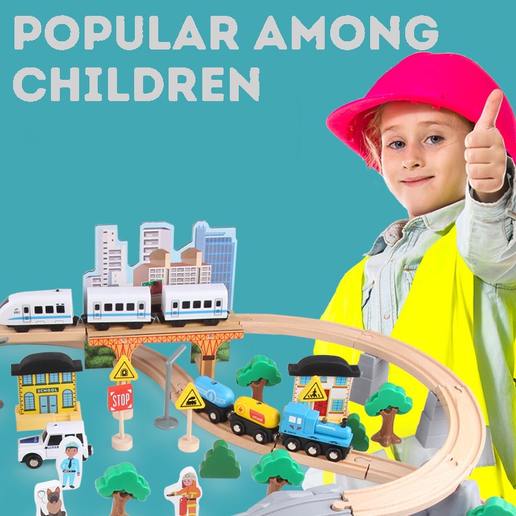 Children's Wooden Toy Train Track Set for a Virtual Traffic City, Hobbies & Toys, Toys & Games
