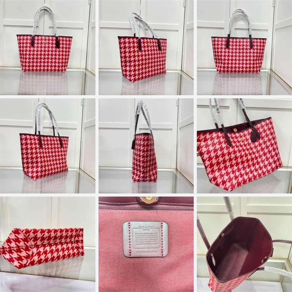 Coach City Tote with Houndstooth Print Tote Bag