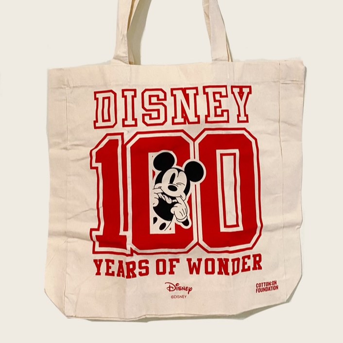 Cotton On Disney 100 Years of Wonder Large Red Canvas Tote Bag, Women's
