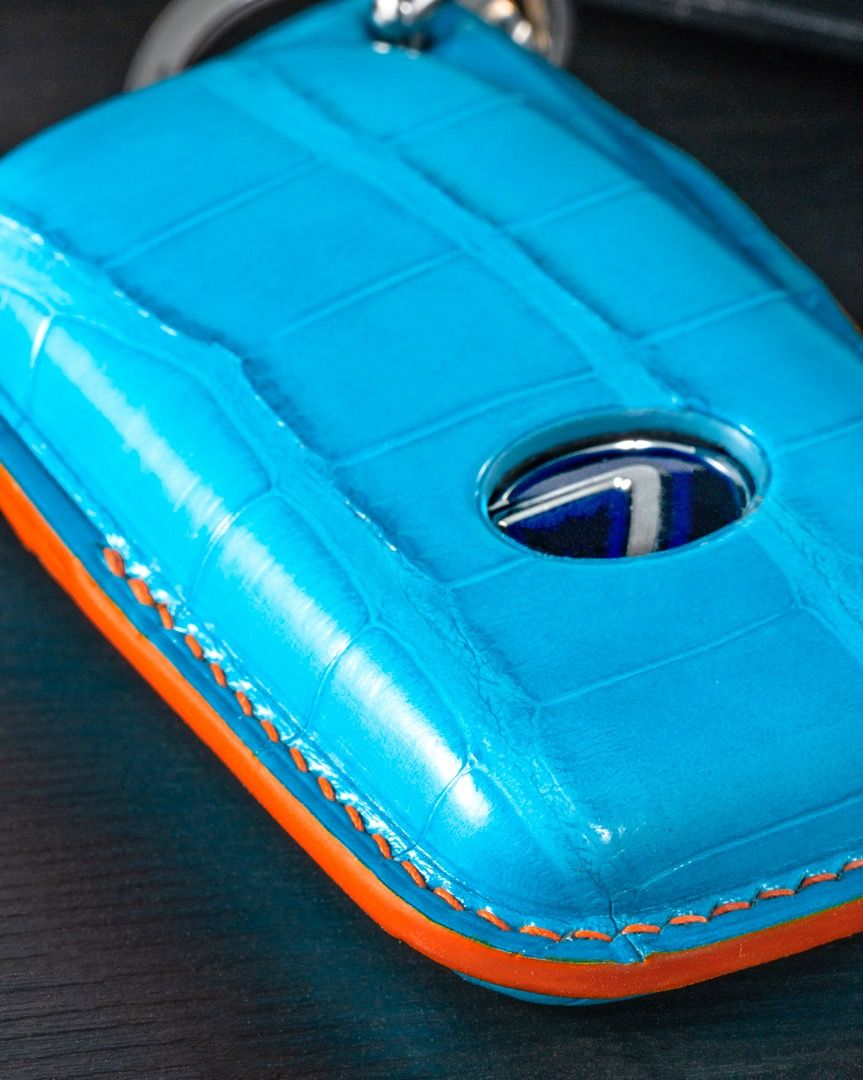 Custom Made Lexus Car Key Pouch in Tiffany Blue Alligator Leather, Car