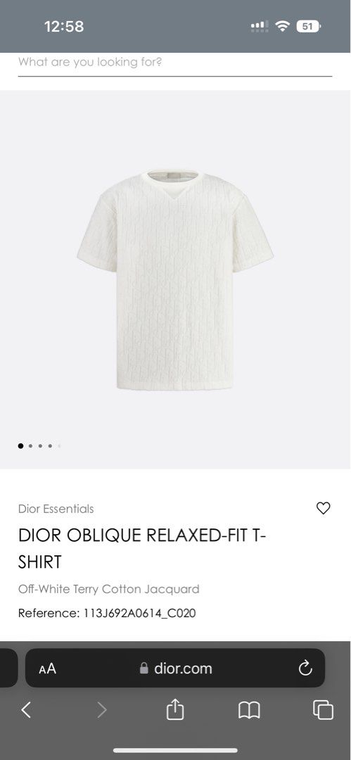 Dior - Dior Oblique Relaxed-Fit T-Shirt Off-White Terry Cotton Jacquard - Size Xs - Men