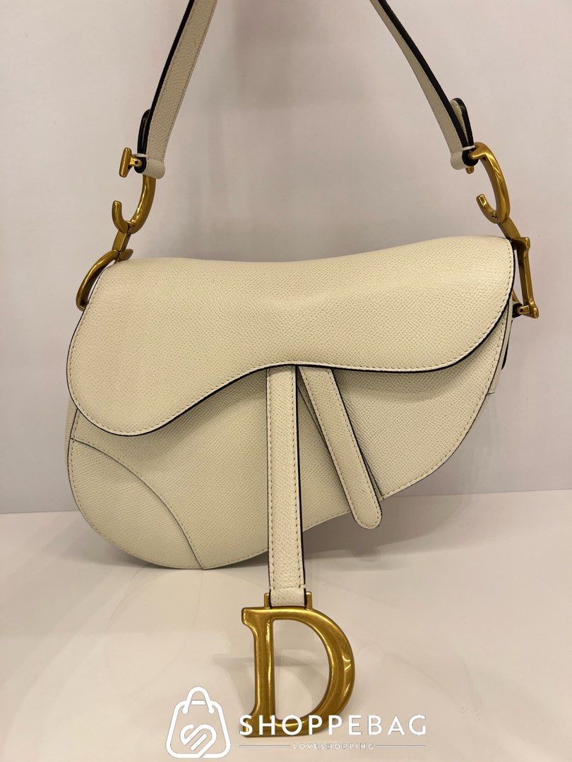 Dior - Mini Saddle Bag with Strap Latte Grained Calfskin - Women