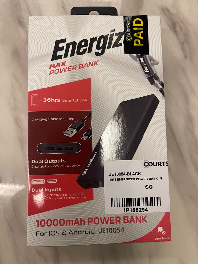 Energizer Max Power Bank UE10054, Mobile Phones & Gadgets, Mobile