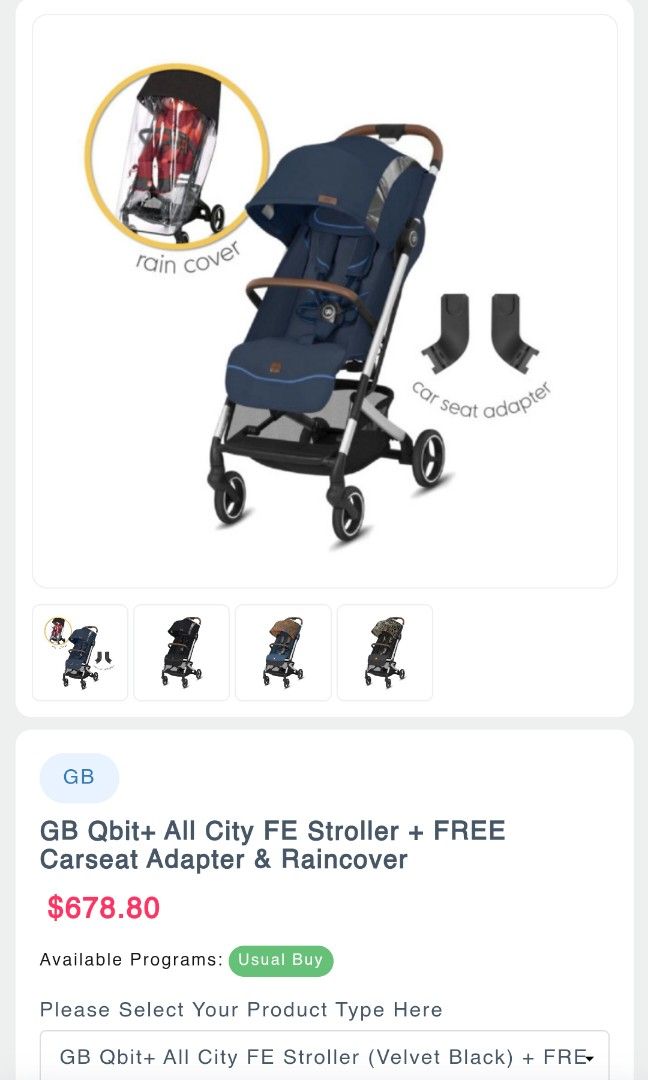GB Pockit Qbit Plus All City Travel Stroller in Night Blue Babies