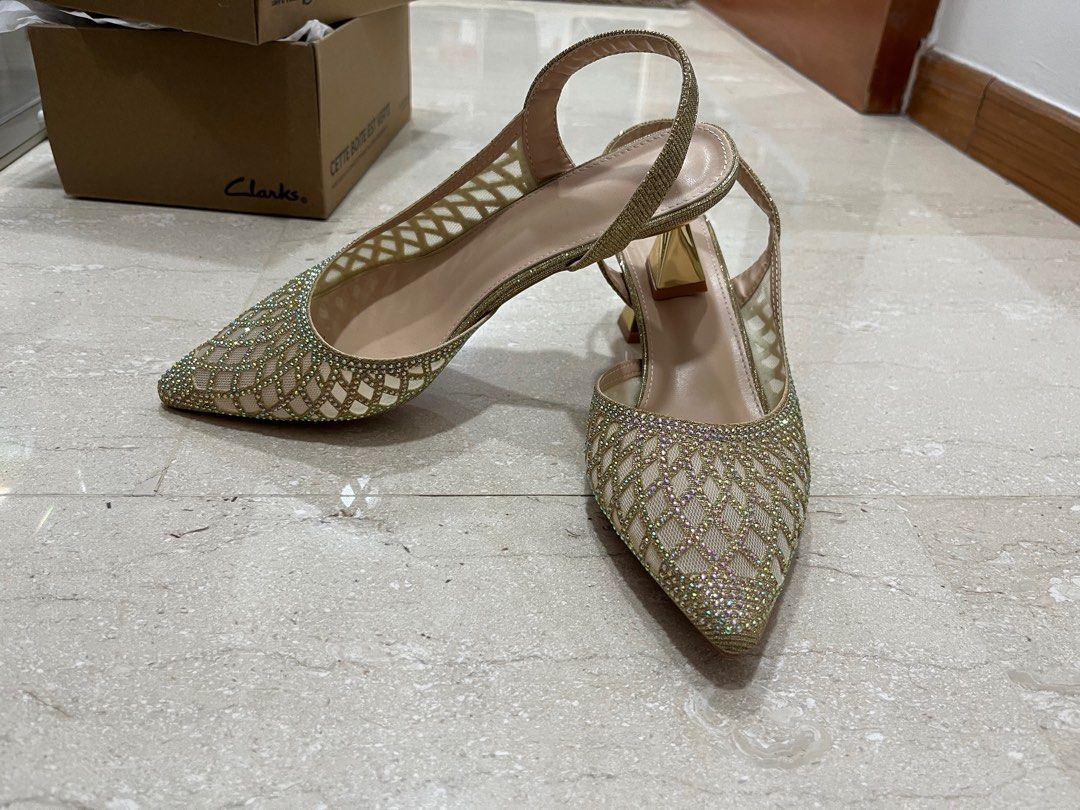 Gem embellished Heels Women s Fashion Footwear Heels on Carousell