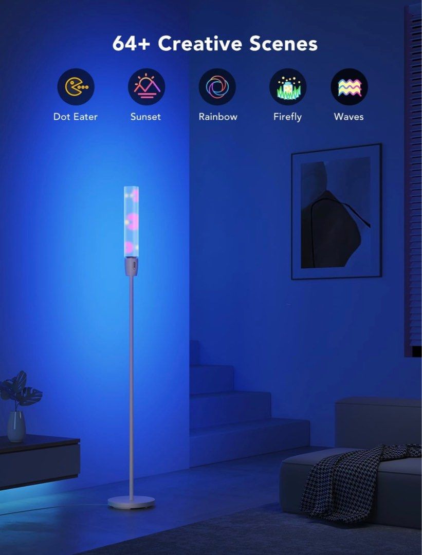 Smart LED Floor Lamp RGB Remote & APP Control Music Sync Corner Lighting Timer Modern Mood Standing Lamp For Living Room Gaming - 39